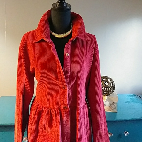 Moda International Dresses & Skirts - RED SOFT CORDUROY OVERSIZED JACKET.
